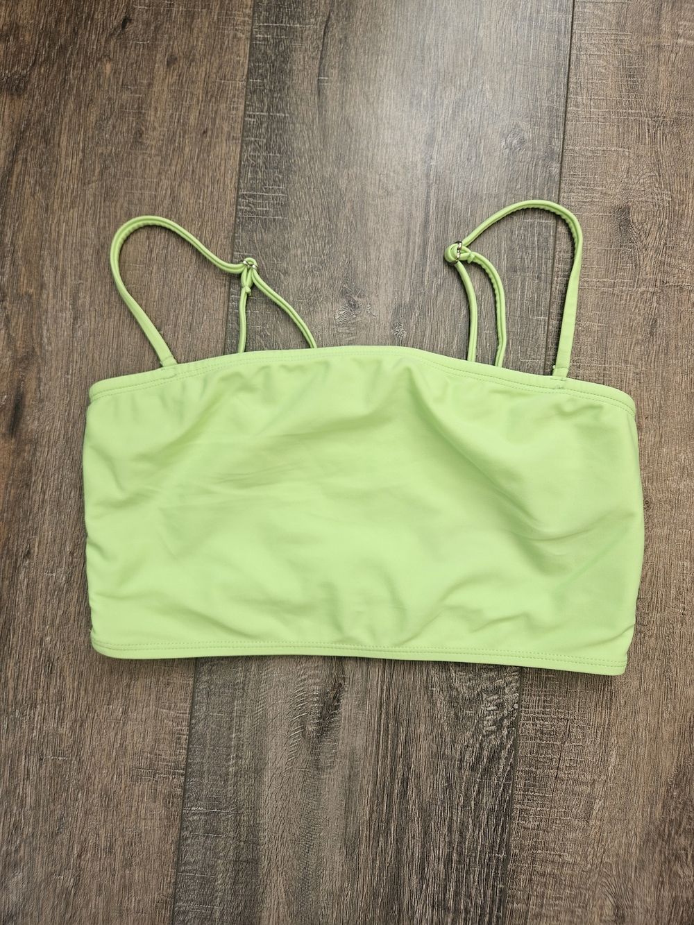 Neon Lime Bandeau Bikini Top with Adjustable Straps